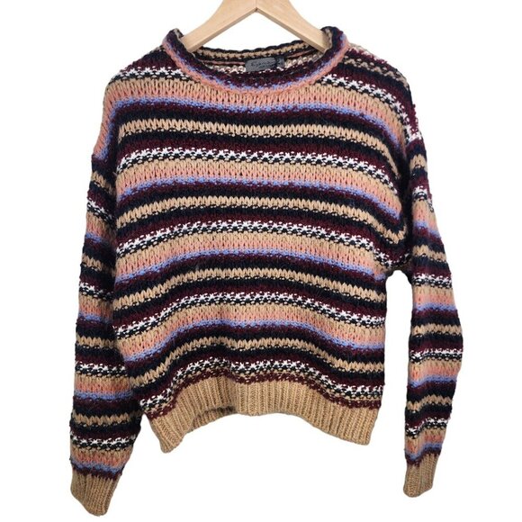 Elsamanda Striped‎ Fuzzy Sweater Women's Size M Multicolor - Picture 1 of 6